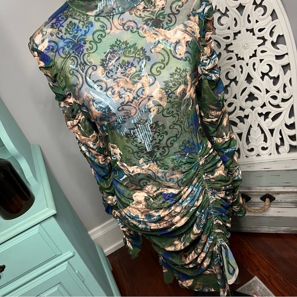 Fashion Nova Angelic Moments Ruched Mini Dress Green Size 1X - Picture 10 of 15